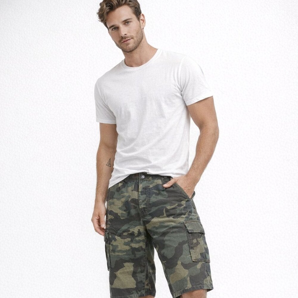 SHEIN Green Camouflage Cargo Shorts